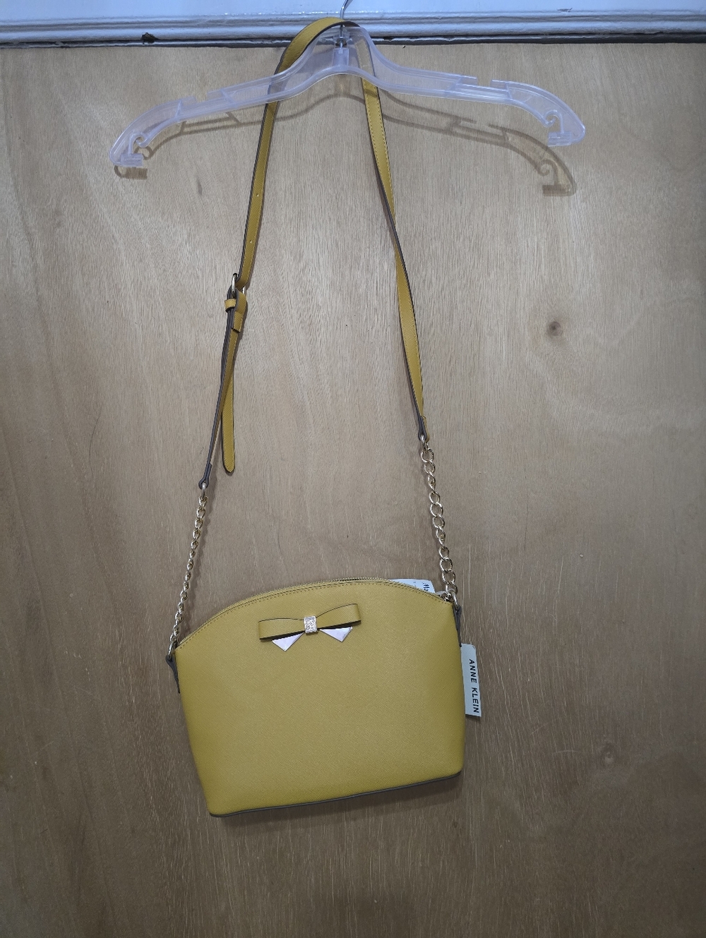 Anne Klein Mustard Yellow Crossbody with Bow Accent